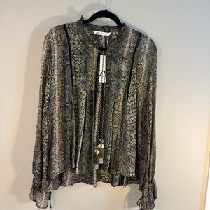 Zara Women's Snake Print Top with tassle tie